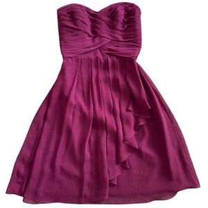 David’s Bridal Strapless Plum Dress Size 4 Bridesmaid Formal Back Zip